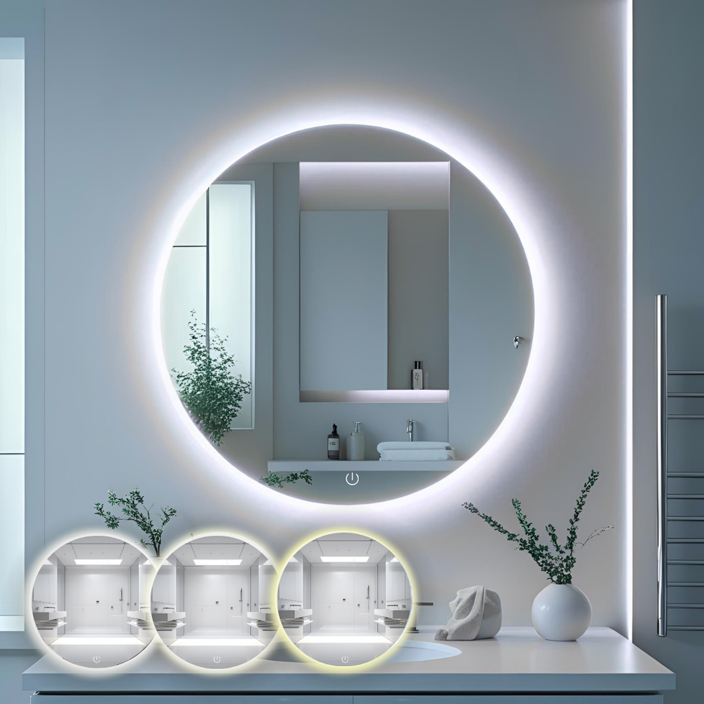 Espejo de 70cm Redondo con Luz Led 3 Tonos