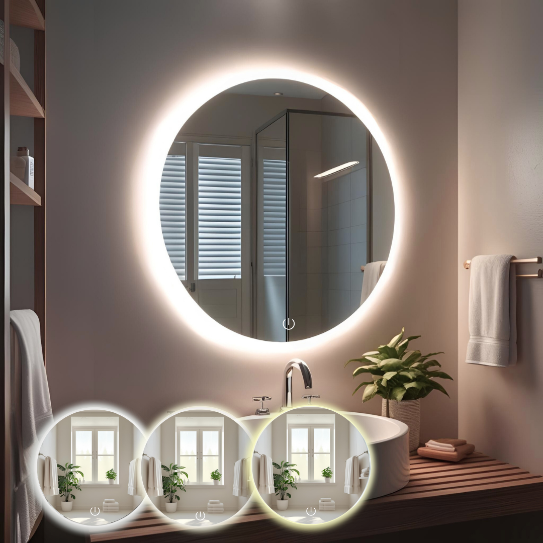 Espejo de 60cm Redondo con Luz Led 3 Tonos
