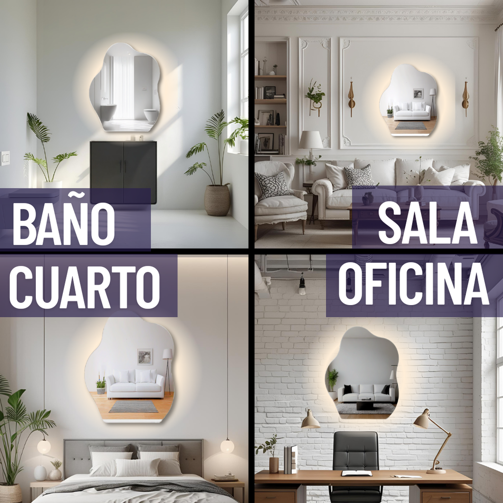 Espejo Irregular Sin Marco 60x80cm LED 3 Tonos