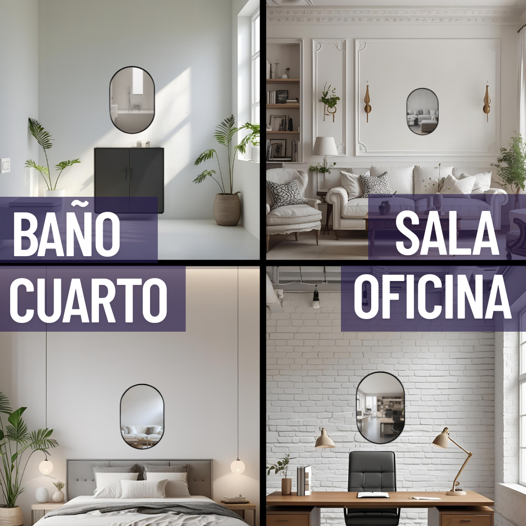 Espejo Ovalado con Marco de Acero Negro 45x65cm