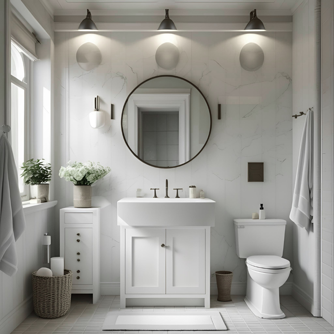 Espejo de 70cm Con Marco de Acero Negro Redondo