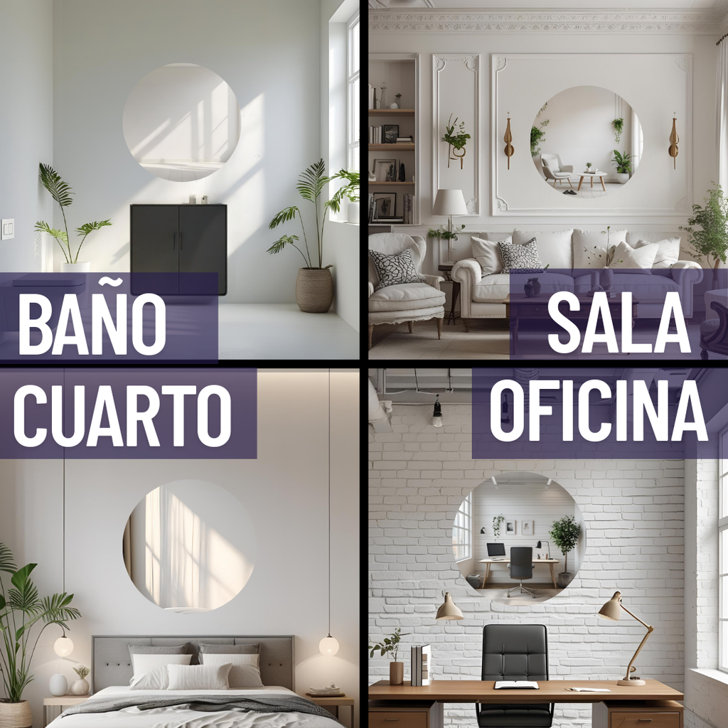 Espejo de 80cm Redondo Decorativo Sin Marco