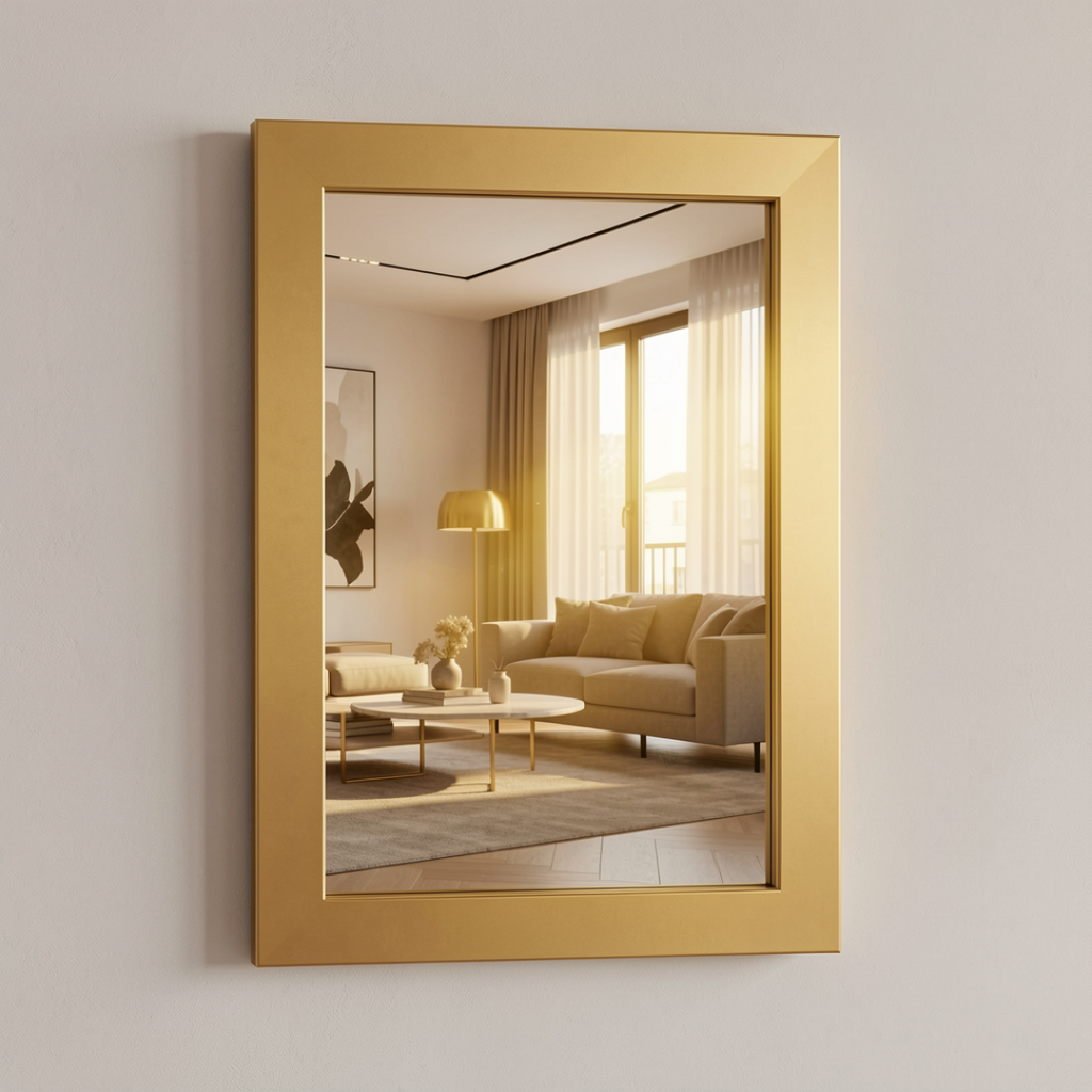 Espejo Marco de Plastico Color Dorado 40x50cm