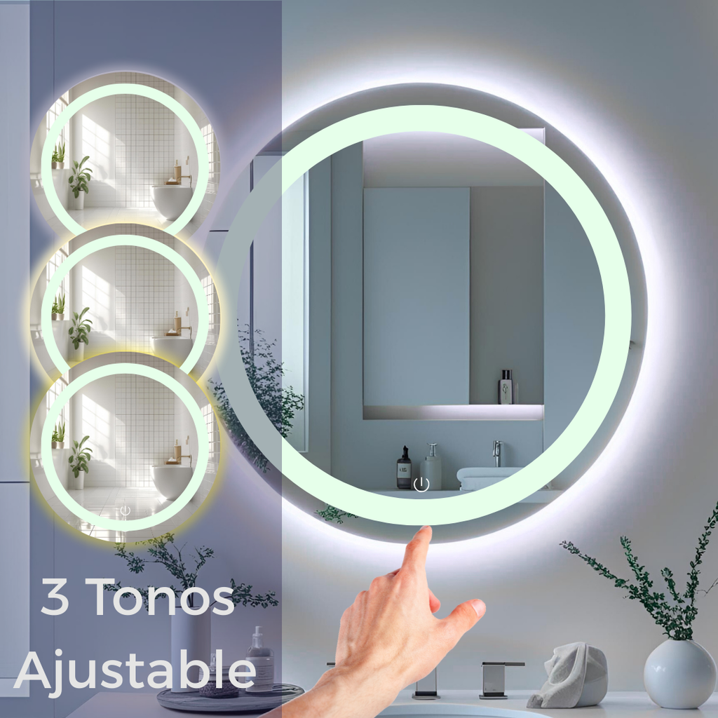 Espejo de 80cm Esmerilado con Luz Led 3 Tonos