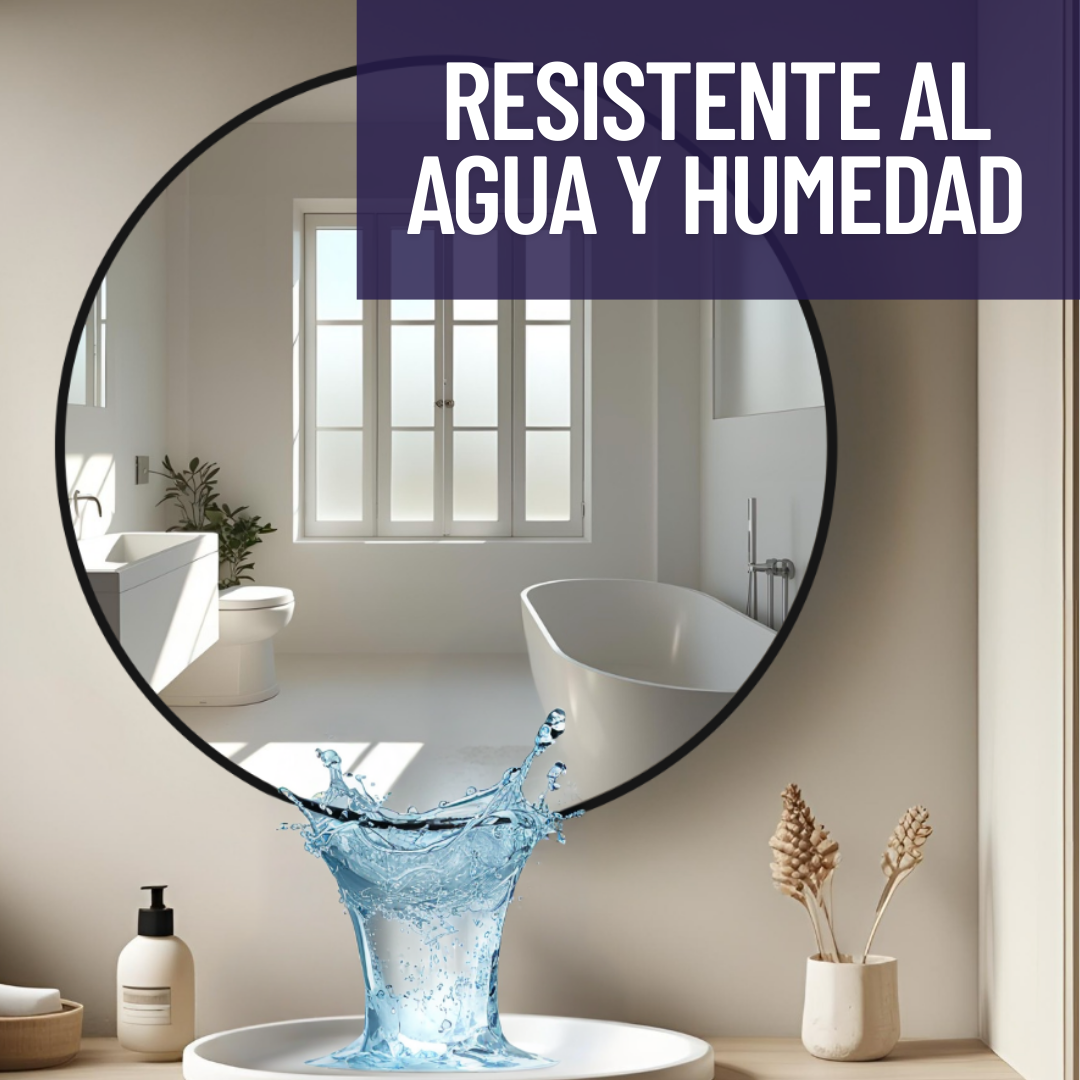 Espejo de 70cm Con Marco de Acero Negro Redondo