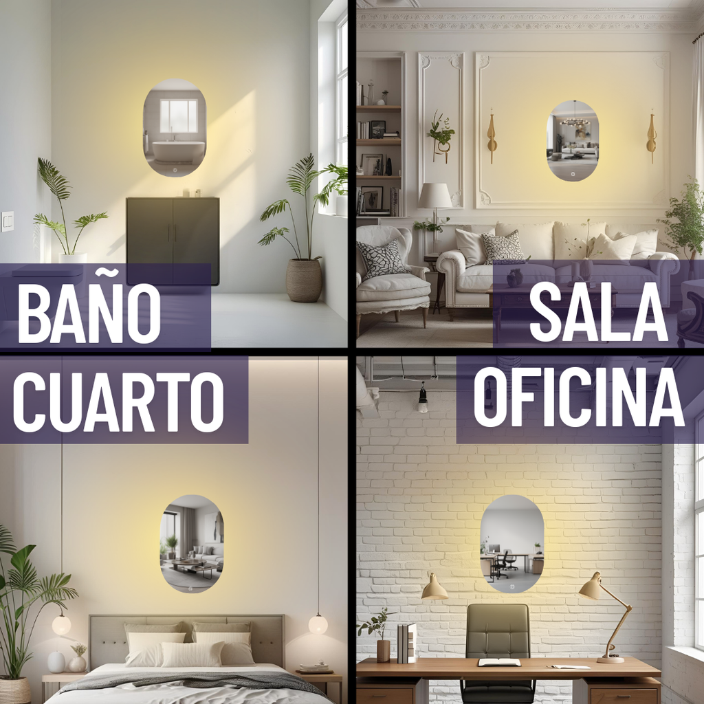 Espejo Ovalado LED 3 Tonos 50x75cm