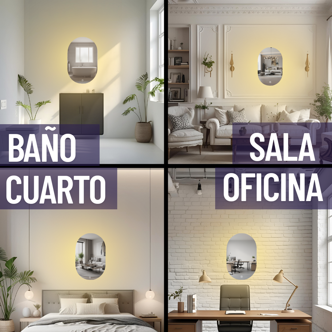 Espejo Ovalado LED 3 Tonos 50x75cm