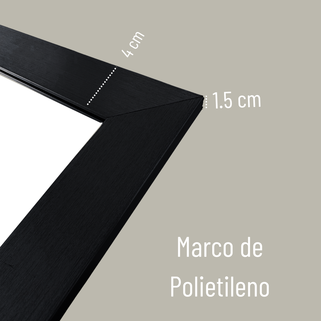 Espejo Marco de Plastico Color Negro 40x50cm