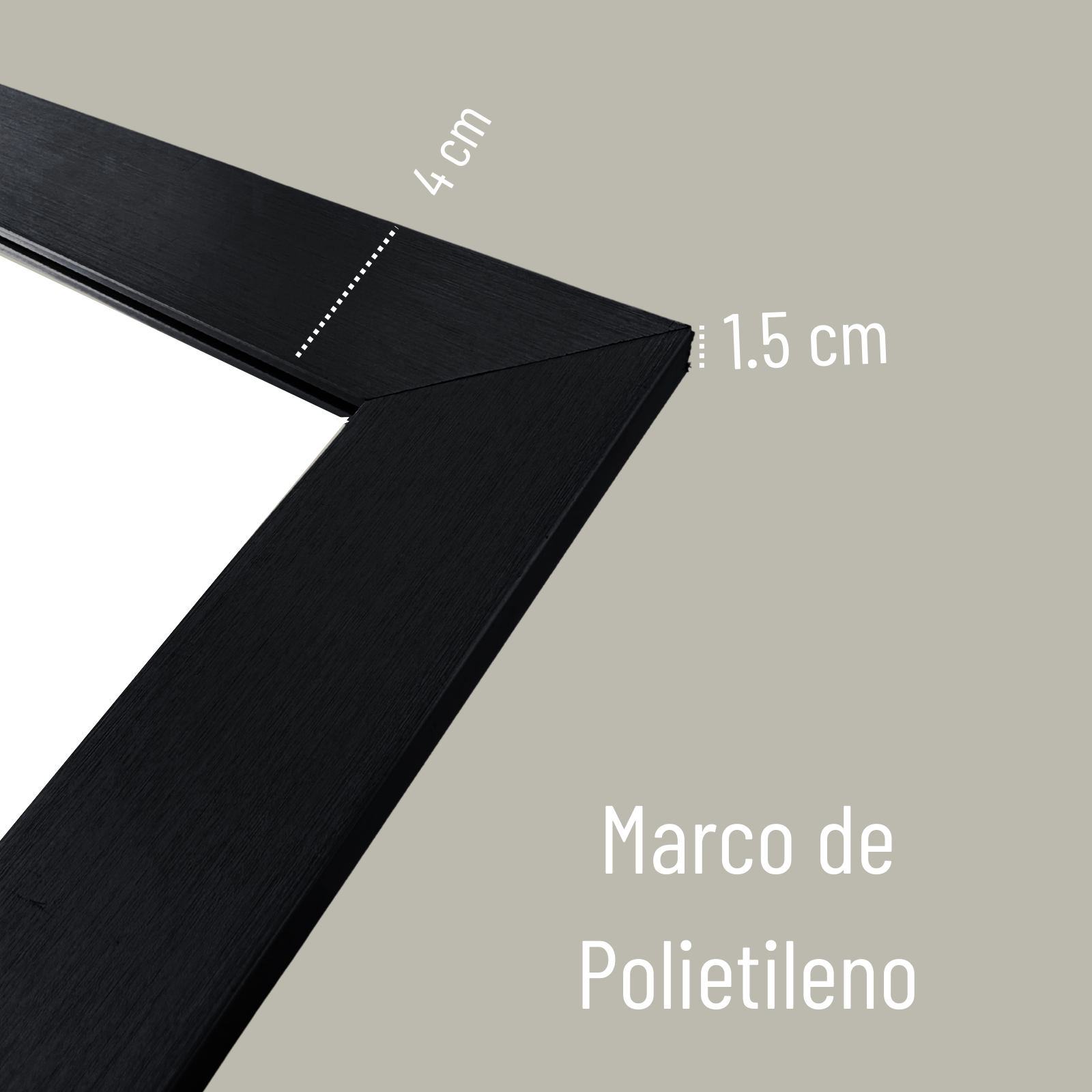 Espejo Marco de Plastico Color Negro 40x50cm