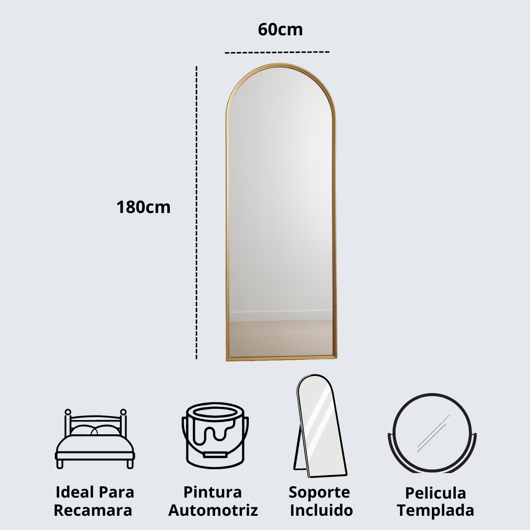 Espejo de Cuerpo Completo con Marco Dorado 60x180cm