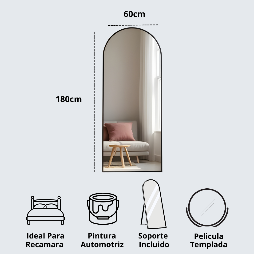 Espejo de Cuerpo Completo con Marco Negro 60x180cm