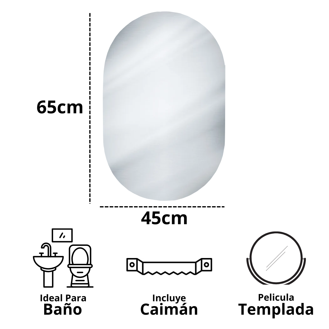 Espejo Ovalado 45x65cm Sin Marco