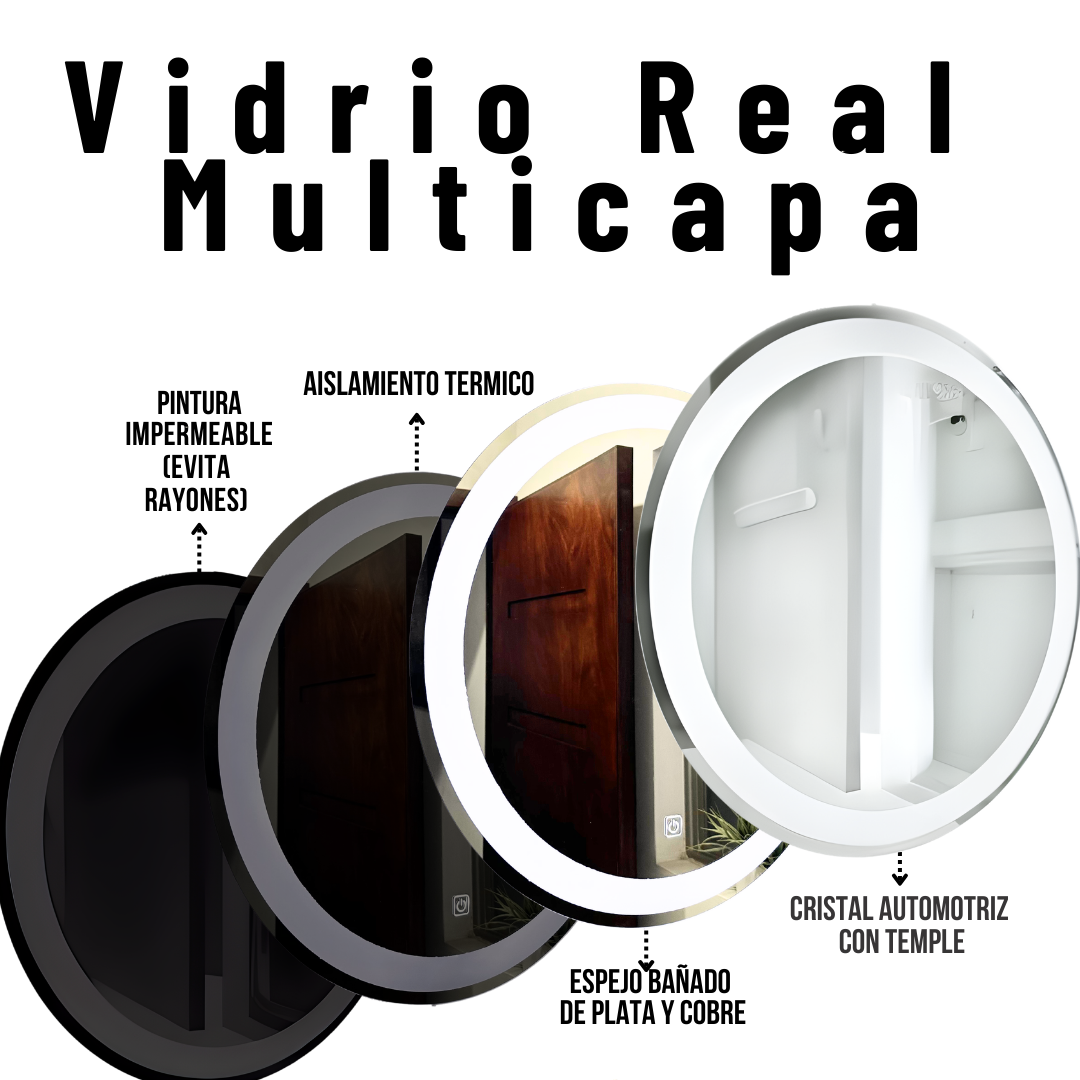 Espejo de 70cm Esmerilado con Luz Led 3 Tonos
