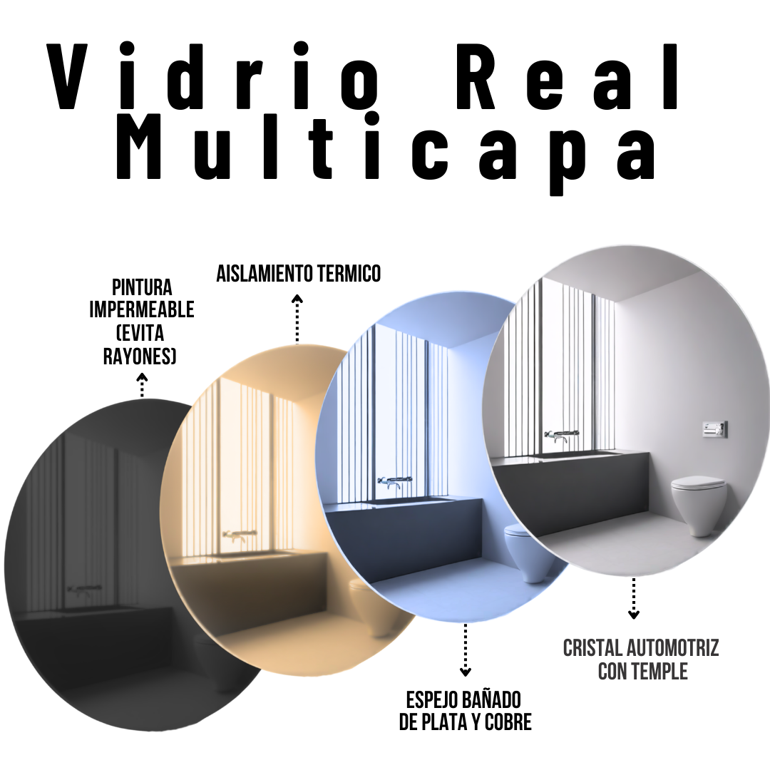 Espejo de 50cm Redondo con Luz Led 3 Tonos